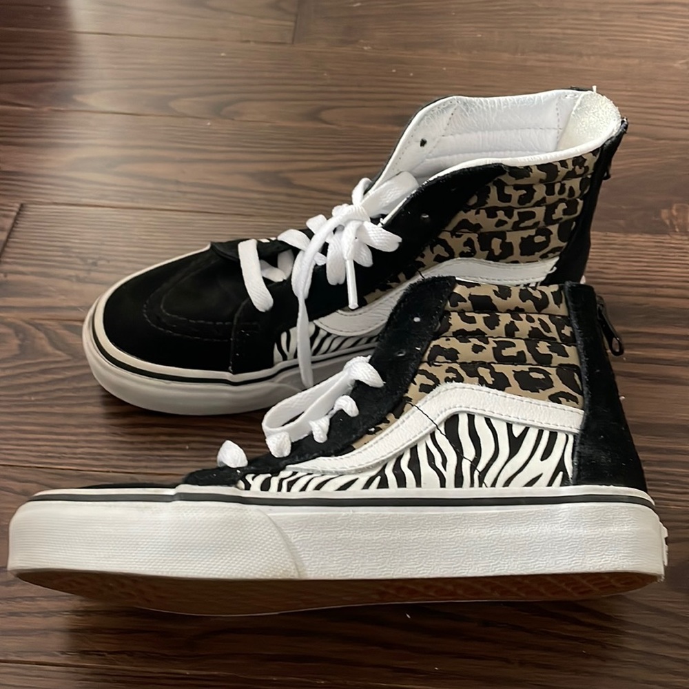 Vans Sk8 Hightop Zipper Back Zebra and Leopard